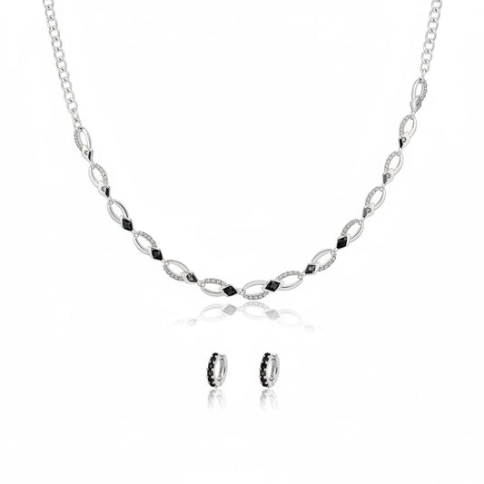 925 Sterling Silver Twisted CZ Necklace and Earrings Set