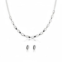 Load image into Gallery viewer, 925 Sterling Silver Twisted CZ Necklace and Earrings Set
