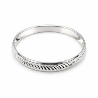 Load image into Gallery viewer, 925 Sterling Silver Wheat Leaf Etched Bangle/Kada (Thick
