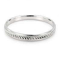 Load image into Gallery viewer, 925 Sterling Silver Wheat Leaf Etched Bangle/Kada (Thick