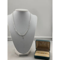 Load image into Gallery viewer, 925 Sterling Silver White CZ Floral Necklace and Earrings
