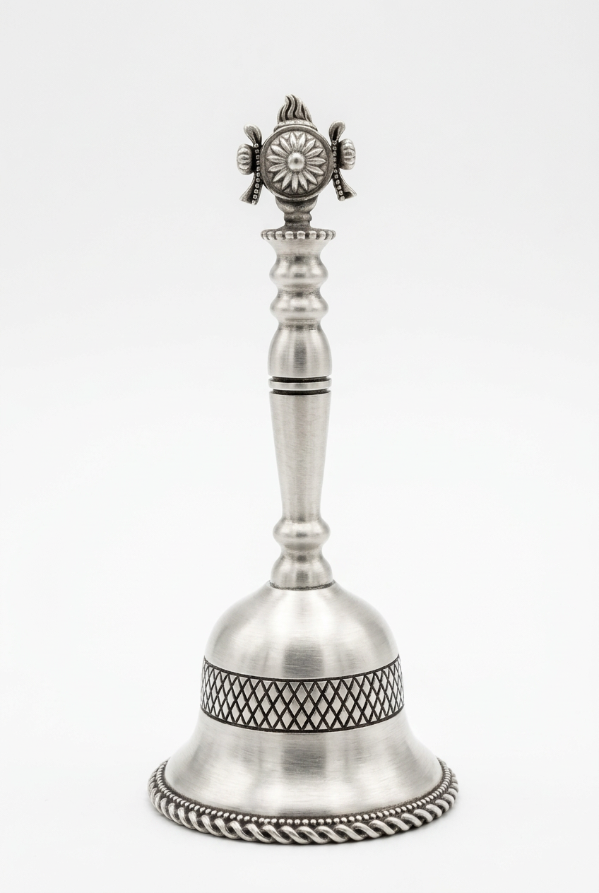 Silver Pooja Bell with Shell on the Handle – 110g