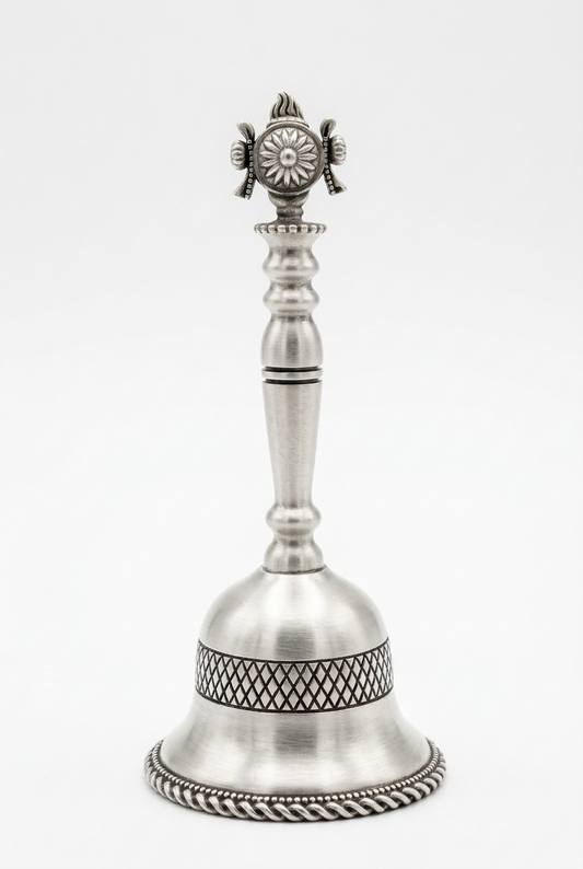 Silver Pooja Bell with Shell on the Handle – 110g