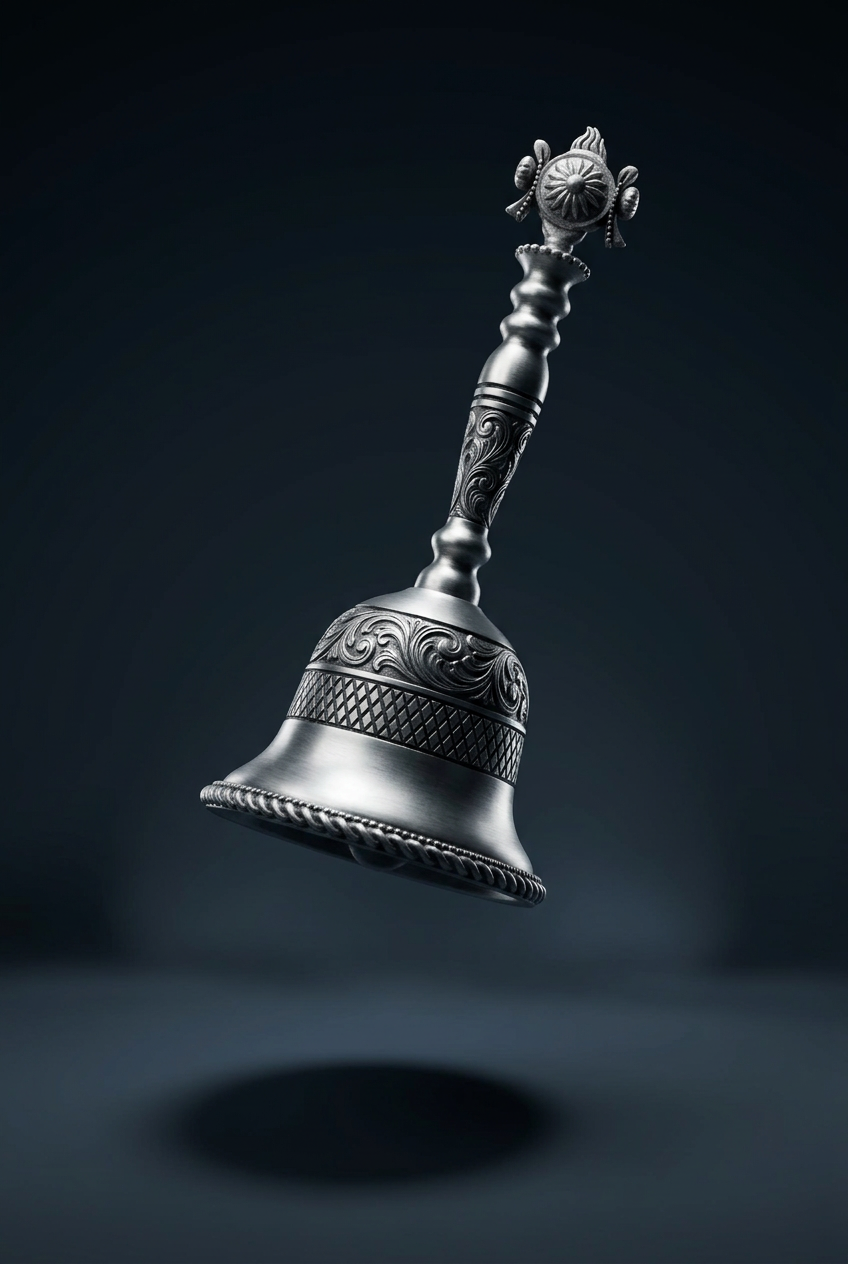 Silver Pooja Bell with Shell on the Handle – 110g