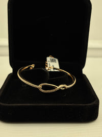 Load image into Gallery viewer, 925 Sterling Silver Gold Plated Infinity CZ Bangle Bracelet
