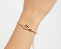 Load image into Gallery viewer, 925 Sterling Silver Gold Plated Infinity CZ Bangle Bracelet
