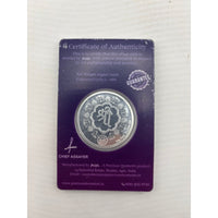 Load image into Gallery viewer, Full Shri reverse and certificate view of 10g 999 fine silver Ashta Lakshmi coin
