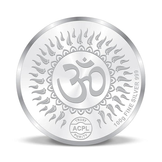 999 Fine Silver Lakshmi Ganesha Coin with Om – 100g