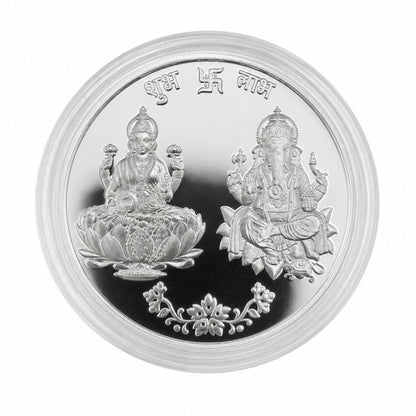 999 Fine Silver Lakshmi Ganesha Coin with Om – 50g