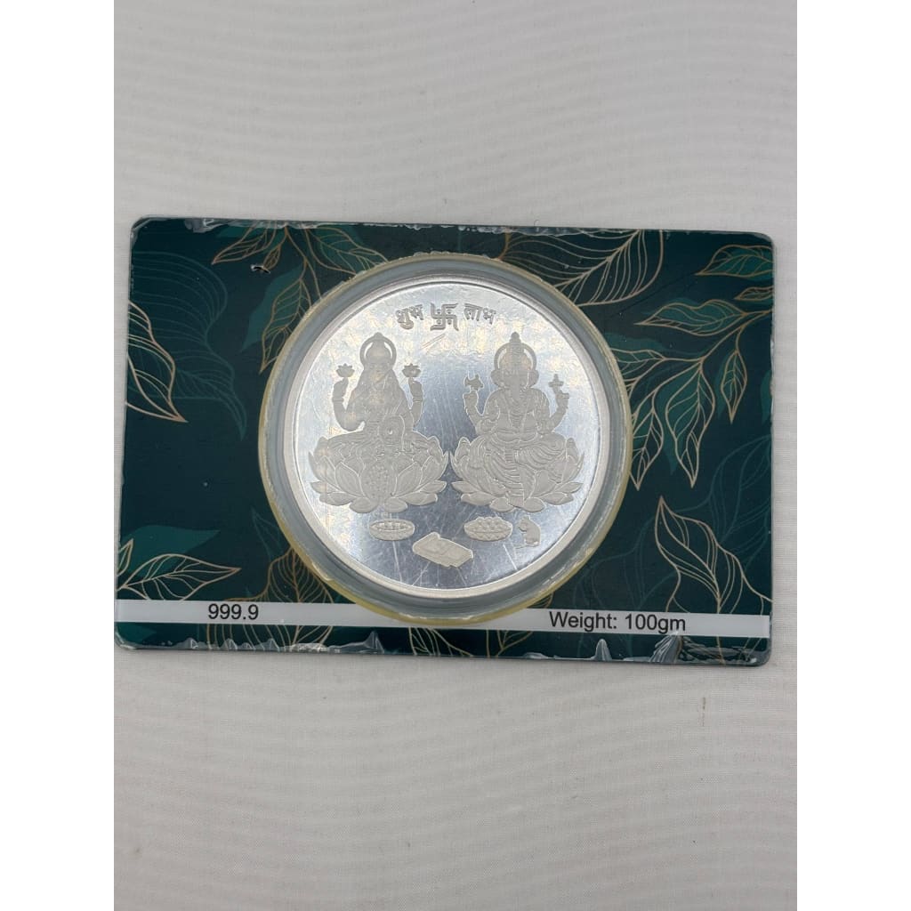 999 Fine Silver Shubh Labh Lakshmi Ganesha Coin - 100g