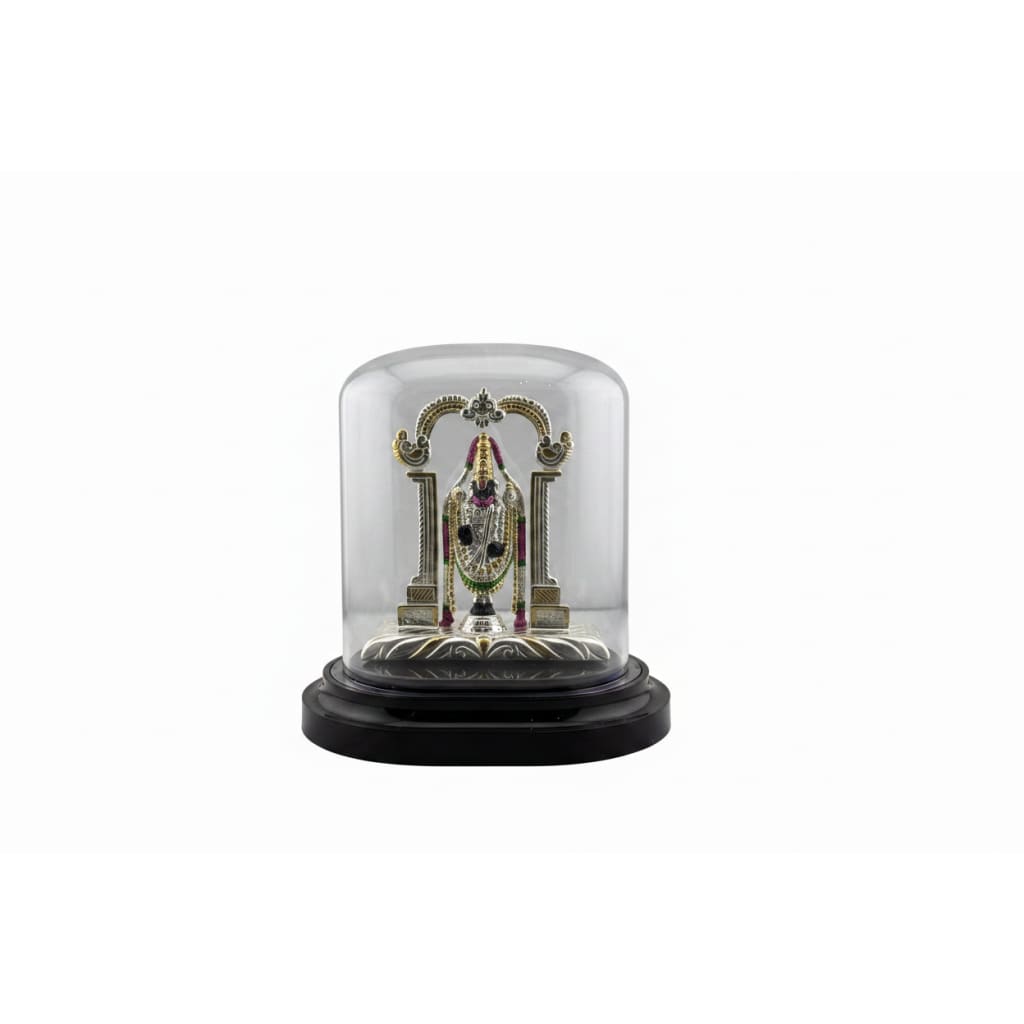 999 Pure Silver Balaji Idol in Protective Acrylic Dome –
