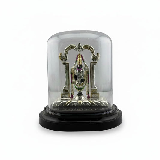 999 Pure Silver Balaji Idol in Protective Acrylic Dome –
