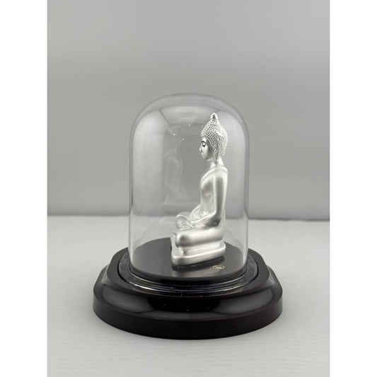 999 Pure Silver Buddha Idol in Protective Acrylic Dome –