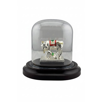 999 Pure Silver Cow & Calf Idol in Protective Acrylic Dome