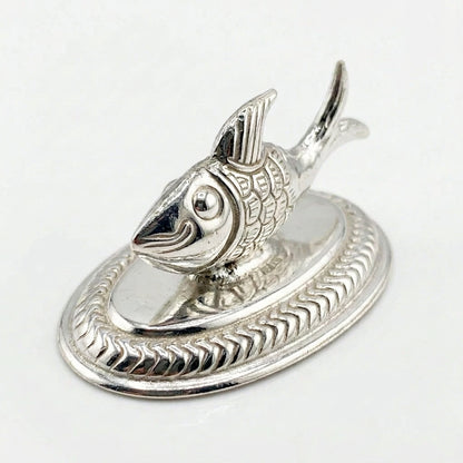 Silver Fish Idol on Decorative Base – Auspicious Matsya