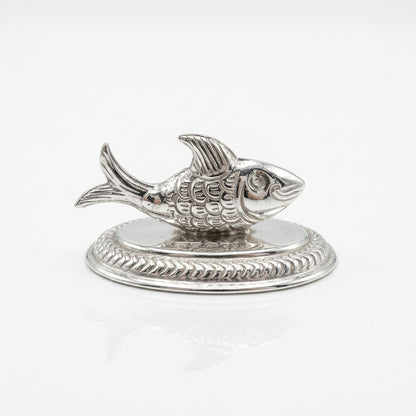 Silver Fish Idol on Decorative Base – Auspicious Matsya