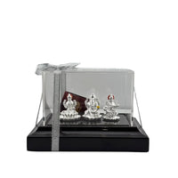 Load image into Gallery viewer, 999 Pure Silver Ganesh Lakshmi &amp; Saraswathi Idol

