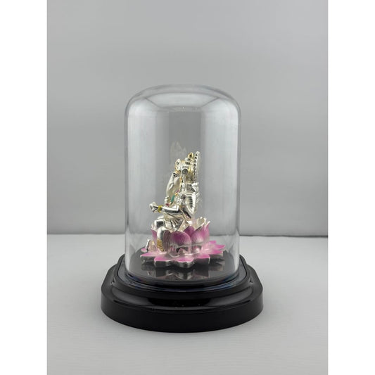 999 Pure Silver Ganesha Idol in Protective Acrylic Dome –
