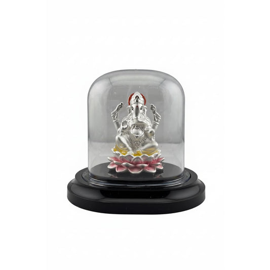 999 Pure Silver Ganesha Idol in Protective Acrylic Dome –