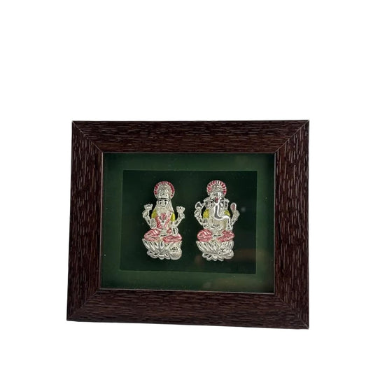 999 Pure Silver Ganesha & Lakshmi Flat Idol with Box 10gm –
