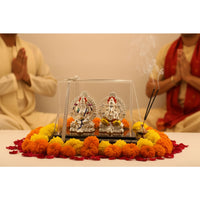 Load image into Gallery viewer, 999 Pure Silver Ganesha &amp; Lakshmi Idol 136gm – Grand Prosperity Murti for Home Mandir

