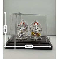 Load image into Gallery viewer, 999 Pure Silver Ganesha &amp; Lakshmi Idol 136gm – Grand Prosperity Murti for Home Mandir
