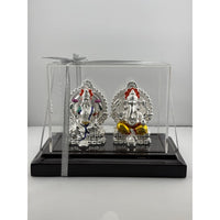 Load image into Gallery viewer, 999 Pure Silver Ganesha &amp; Lakshmi Idol 136gm – Grand Prosperity Murti for Home Mandir
