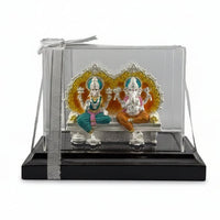 Load image into Gallery viewer, 999 Pure Silver Ganesha &amp; Lakshmi Idol 145gm – Large Prosperity Murti for Temple &amp; Gifting
