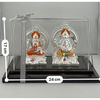 Load image into Gallery viewer, 999 Pure Silver Ganesha &amp; Lakshmi Idol 220gm – Prosperity Murti for Temple &amp; Gifting
