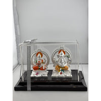 Load image into Gallery viewer, 999 Pure Silver Ganesha &amp; Lakshmi Idol 220gm – Prosperity Murti for Temple &amp; Gifting
