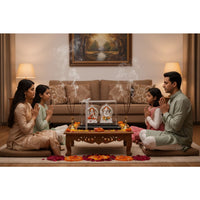 Load image into Gallery viewer, 999 Pure Silver Ganesha &amp; Lakshmi Idol 220gm – Prosperity Murti for Temple &amp; Gifting
