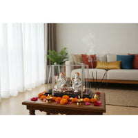 Load image into Gallery viewer, 999 Pure Silver Ganesha &amp; Lakshmi Idol 300gm – Prosperity Murti for Diwali &amp; Temple Décor
