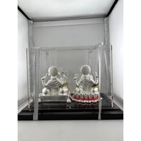 Load image into Gallery viewer, 999 Pure Silver Ganesha &amp; Lakshmi Idol 300gm – Prosperity Murti for Diwali &amp; Temple Décor
