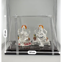 Load image into Gallery viewer, 999 Pure Silver Ganesha &amp; Lakshmi Idol 300gm – Prosperity Murti for Diwali &amp; Temple Décor
