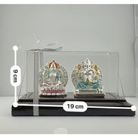 Load image into Gallery viewer, 999 Pure Silver Ganesha &amp; Lakshmi Idol 93gm – Divine Prosperity Murti for Home Mandir
