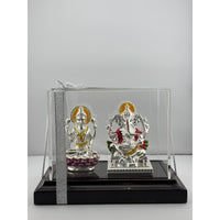 Load image into Gallery viewer, 999 Pure Silver Ganesha &amp; Lakshmi Idol 95gm – Auspicious Prosperity Murti for Temple Décor
