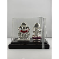 Load image into Gallery viewer, 999 Pure Silver Ganesha &amp; Lakshmi Idol 95gm – Auspicious Prosperity Murti for Temple Décor
