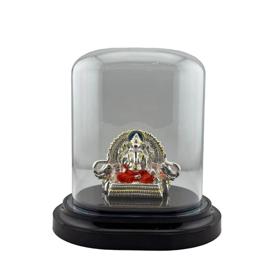 999 Pure Silver Ganesha on Sinhasan Idol in 32.15 gm