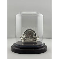 Load image into Gallery viewer, 999 Pure Silver Ganesha on Sinhasan Idol in 32.15 gm Protective Acrylic Dome
