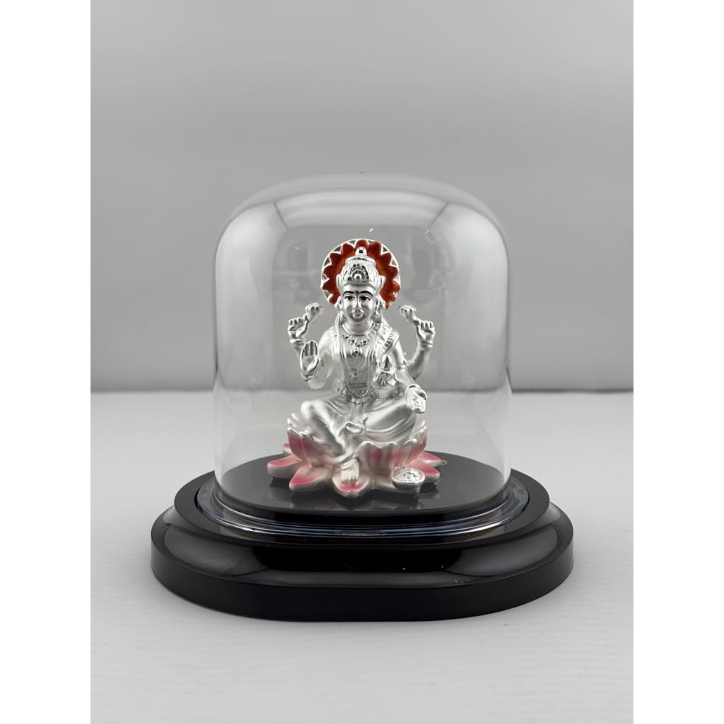 999 Pure Silver Goddess Lakshmi Idol in Protective Acrylic