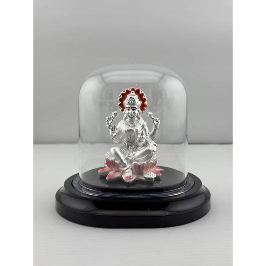 999 Pure Silver Goddess Lakshmi Idol in Protective Acrylic