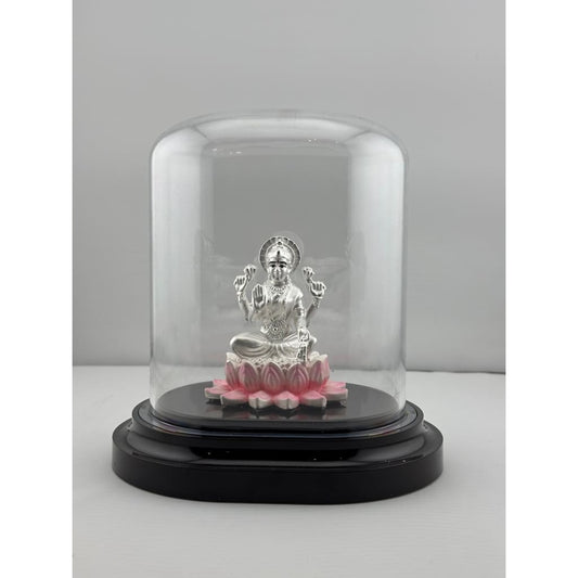 999 Pure Silver Goddess Lakshmi Idol in Protective Acrylic