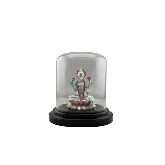 999 Pure Silver Goddess Lakshmi Idol in Protective Acrylic