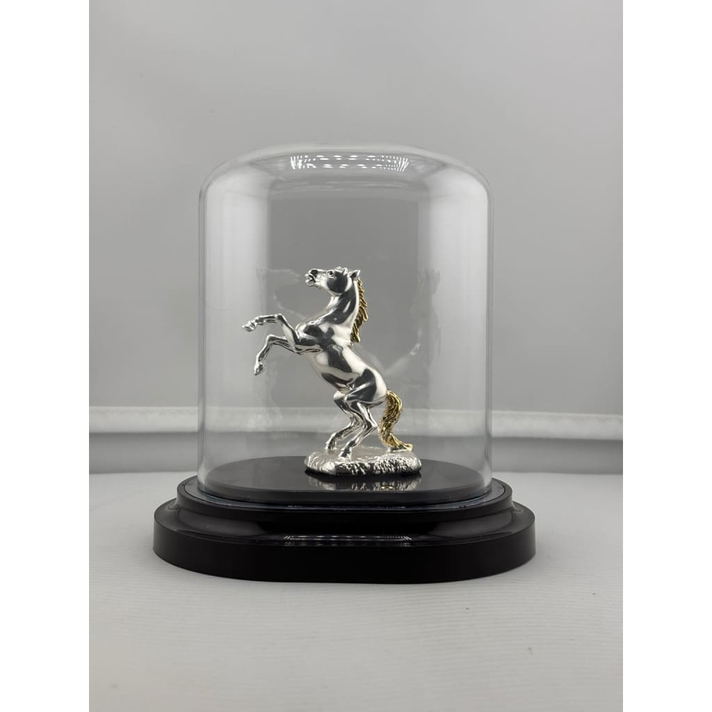 999 Pure Silver Horse Figurine in Protective Acrylic Dome –