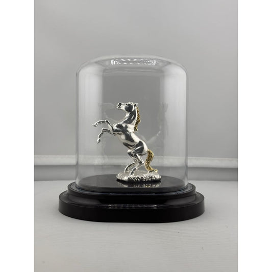 999 Pure Silver Horse Figurine in Protective Acrylic Dome –