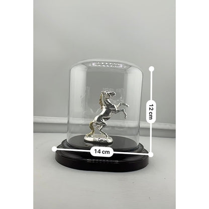 999 Pure Silver Horse Figurine in Protective Acrylic Dome –