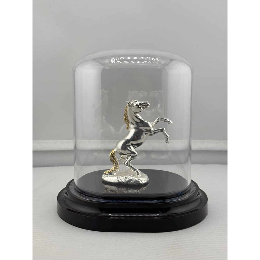 999 Pure Silver Horse Figurine in Protective Acrylic Dome –