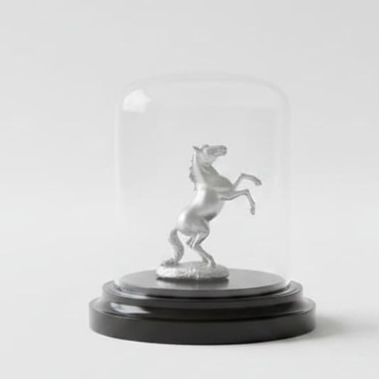 999 Pure Silver Horse Idol in Protective Acrylic Dome –