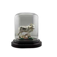 Load image into Gallery viewer, 999 Pure Silver Kamadhenu Idol 39.73 gm in Protective Acrylic Dome – Sacred Wish-Fulfilling Cow Murti for Home Mandir
