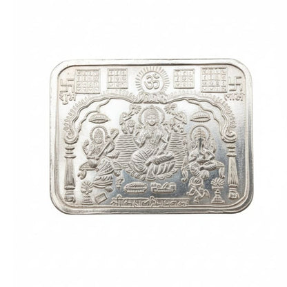 Silver Laxmi Ganesh Saraswati Yantra Plate – Trio